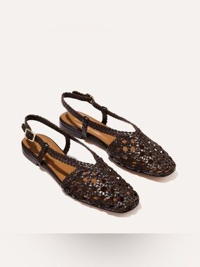 Margaux The Woven Altea Leather Slingback -  Leather Espresso Size 37